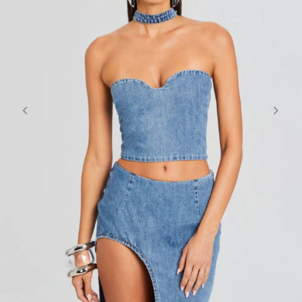 New With Tag Retrofete Rory Denim Top XS US $128.00